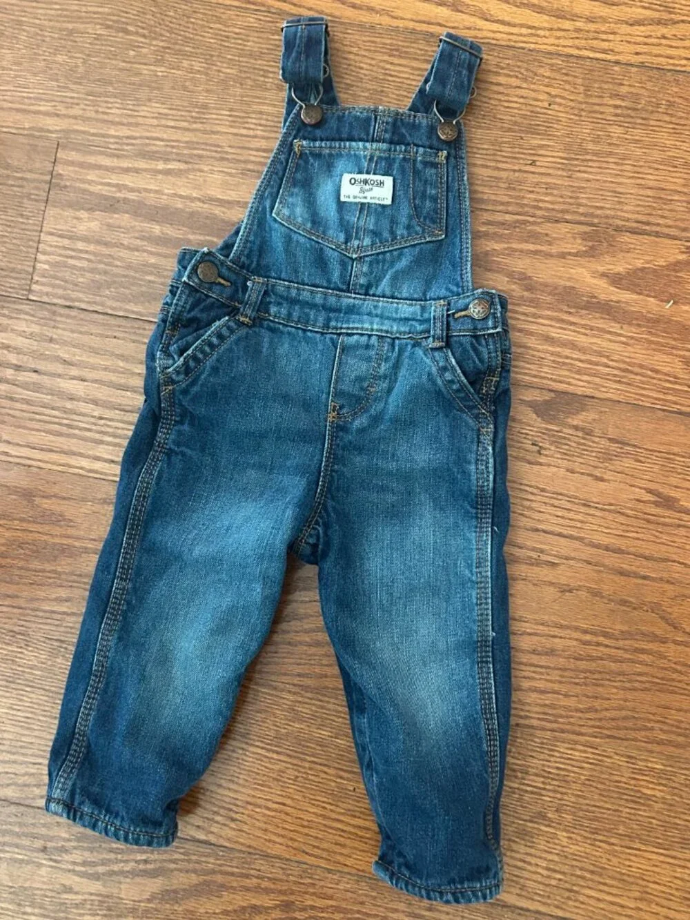 OshKosh B'gosh Fleece-Lined Denim Overalls Girls 18 Months Cold Gear Baby Girl